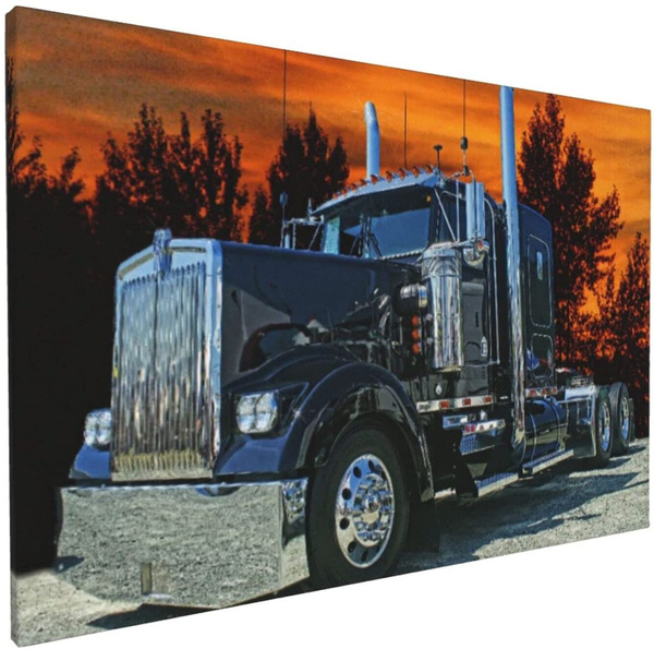 Wall Art,Trucks Semi Trucks Big Rigs Tractors Paint Su,Framed Oil