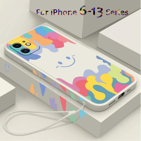 Rainbow Liquid Silicone Case Cover For iPhone 11 12 13 Pro Mini Max XR X XS  7 8