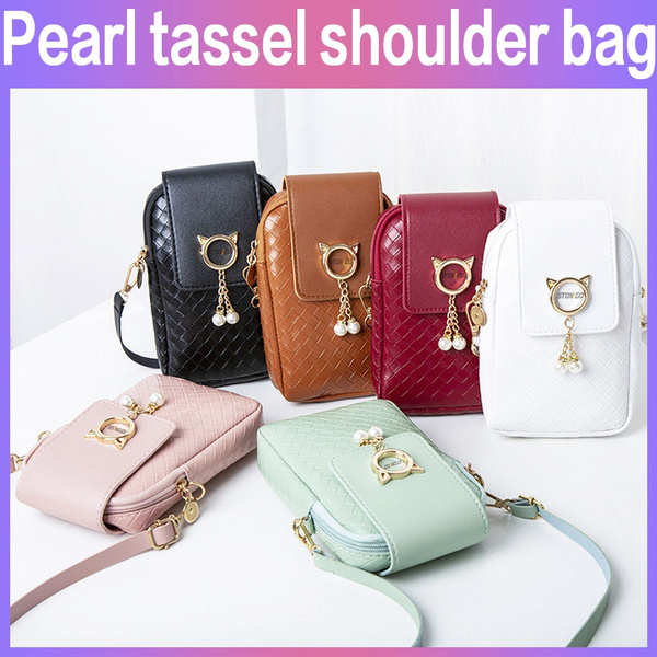New Messenger Mobile Phone Shoulder Bag Braided Pearl Tassel Cover