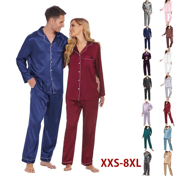 Silk Pajama Sets Couples, Satin Pyjamas Couple Pajama