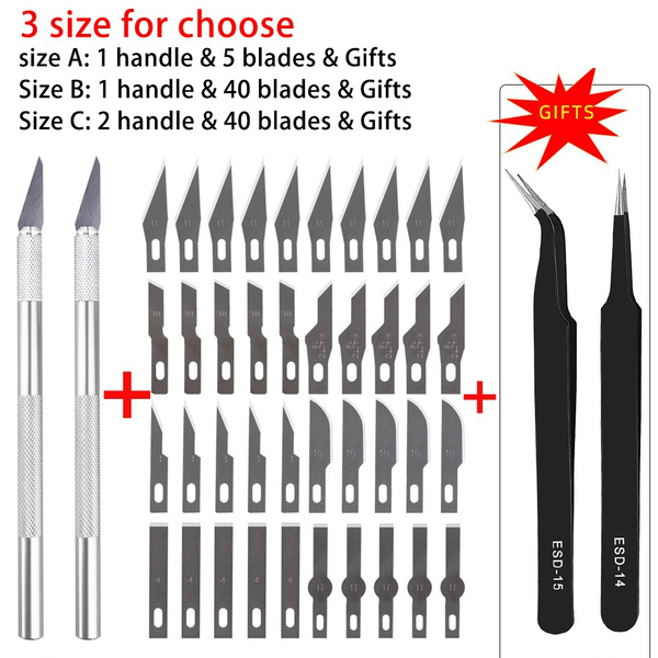Precision Craft Knife Set Hobby Knife Set 2 Hobby Knife Handles and 40