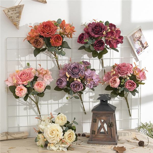 Beautiful Hydrangea Roses Artificial Flowers for Home Wedding