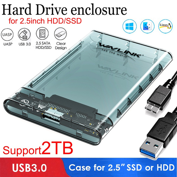 Universal 2.5 Inch SATA 3.0 SATA I / II / III SSD HDD Hard Drive Enclosure Thunderbolt 3 USB 3.0 SSD Hard Disk Enclosure Case Up To 2TB 5Gbps Transparent with
