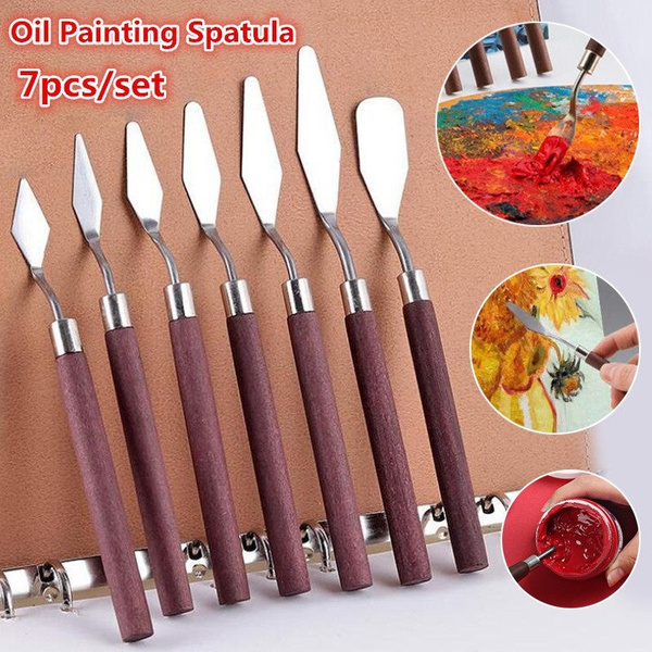7Pcs/Set Stainless Steel Oil Painting Knives Artist Crafts Spatula Palette  Knife Oil Painting Mixing Knife Scraper Art Tools