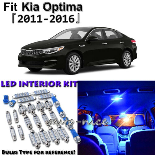 10 x Blue Deluxe Interior LED Lights Package Kit for Kia Optima 2011