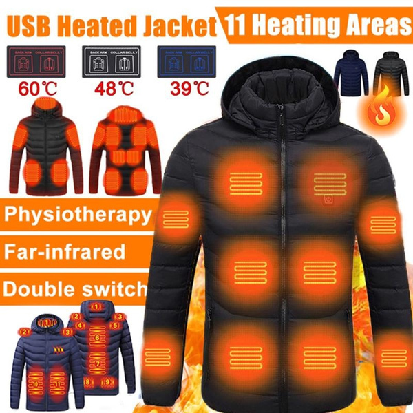 2/4/9/11 Areas Heated Jacket USB Men's Women's Winter Outdoor Electric  Heating Jackets Warm Sports Thermal Coat Clothing Heatable Vest S-4XL  Jaqueta