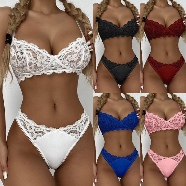 Women Sexy Bikini G-String Bra Tops Thong Lingerie Set Underwear Swimwear  Briefs