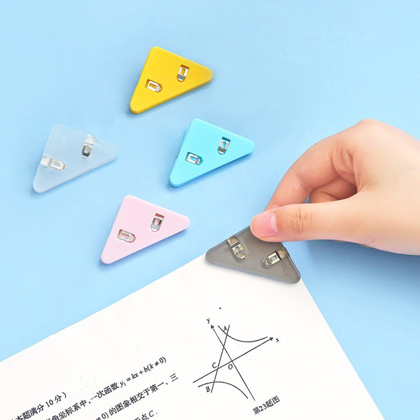 5pcs Color Corner Clips Set Triangle Transparent Page Holder Index ...