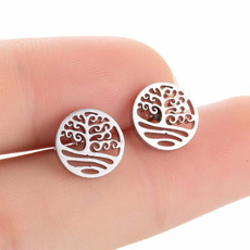 cute, stainless steel earrings, treeearring, Stud Earring