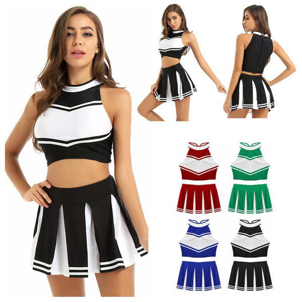 Womens Adult Charming Cheerleader Costume Uniform Clubwear Crop Top ...