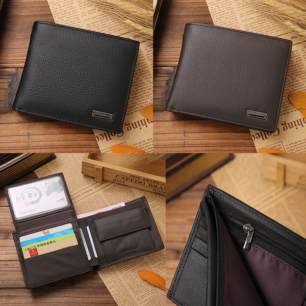 100% Genuine Leather Men Wallets Premium Product Real Cowhide Wallets for  Man Short Black Walet Portefeuille Homme