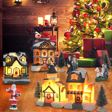 homechristmasdecoration, christmasvillagehouse, lights, christmasvillageset