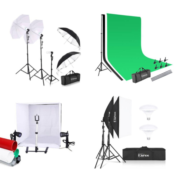 Kshioe Photography Continuous Lighting Kit Umbrella Softbox Background