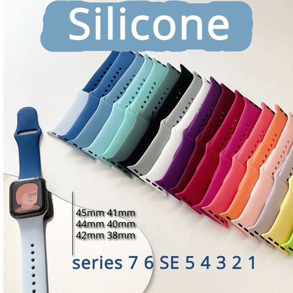 Sport Strap for Watch band series 7 SE 6 5 41mm 45mm 40mm 44mm 38mm 42mm  soft Silicone Rubber belt smartwatch watchband bracelet for Watch series 4  3 2 1 | Wish