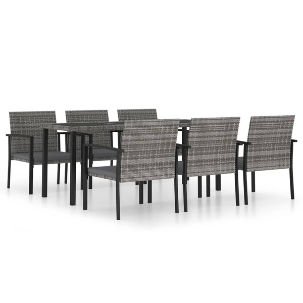 7 pcs. Garden dining set poly rattan gray Esszimmergarnitur für den