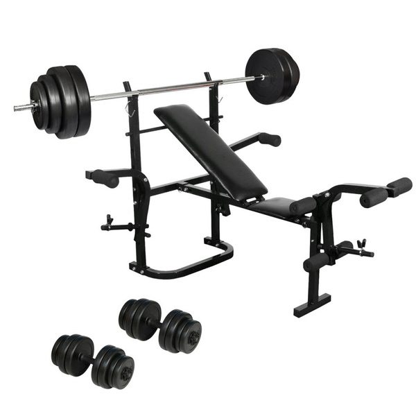Folding Weight Bench Dumbbell Barbell Set Home Gym Klappbare Hantelbank