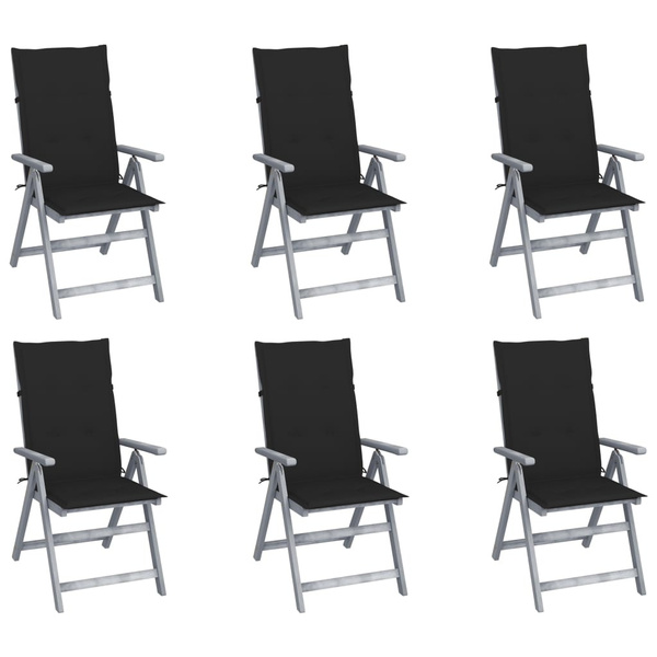 Adjustable garden chairs 6 pcs with pads solid wood acacia Gartenstühle Chaises de jardin