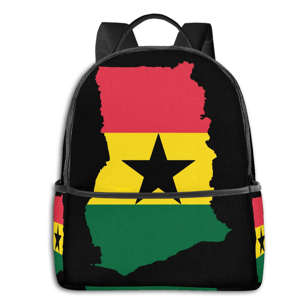 Flag Map Of Ghana School Bag Casual Travel Backpack For Hiking Camping