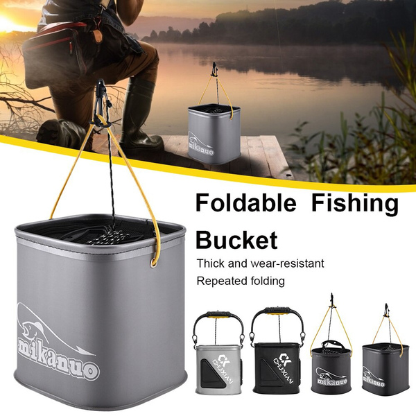 Outdoor Fishing Bucket Collapsible EVA Thick Live Fish Bucket Foldable  Fishing Bait Bucket with Rope/Handle Fishing Accessories