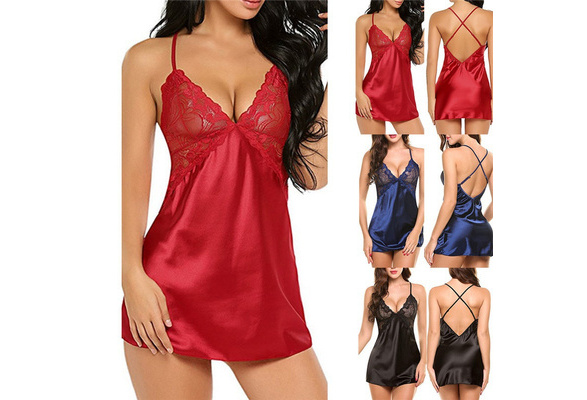 Women Nightgowns Satin Lace Sleepwear nightwear Pyjama Women home