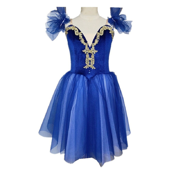 Blue Ballet Skirt Long Dance Dress For Children Performance Costumes ...