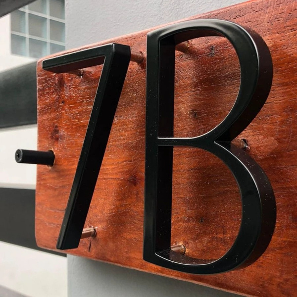 5 Inch. Black Floating House Numbers 09 Alphabets Letters A B C Dash