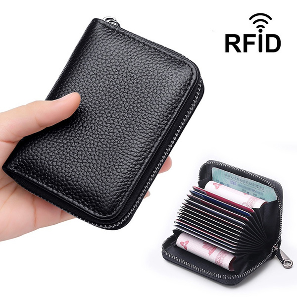 Genuine Leather Women's Wallet Accordion RFID Blocking