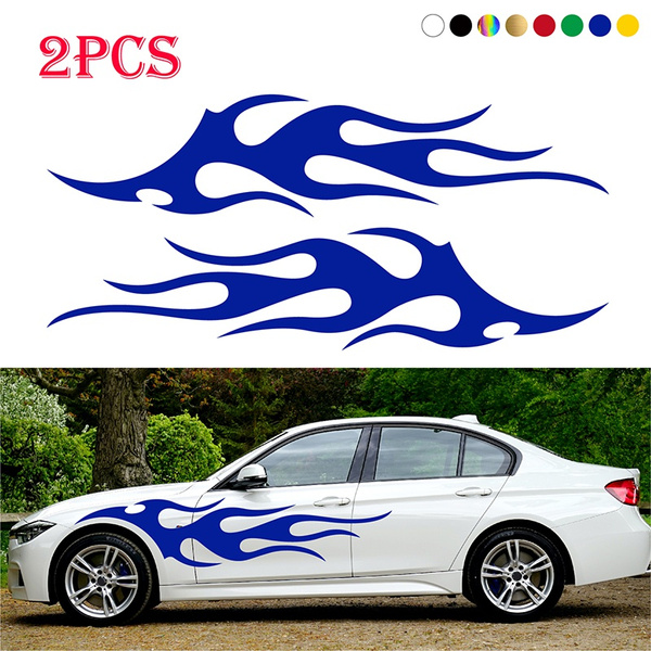 2pcs Cool Car Stickers Flames Flaming Auto Body Stickers Stripe ...