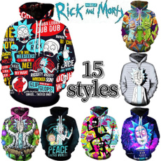 3D hoodies, Fashion, rickandmortyhoodie, Cosplay Costume