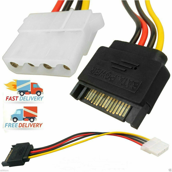 SATA 15-PIN Male Power For Molex IDE 4-PIN Female Drive Adapter Cable ...