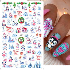 Nails, nail stickers, rabbit, Christmas