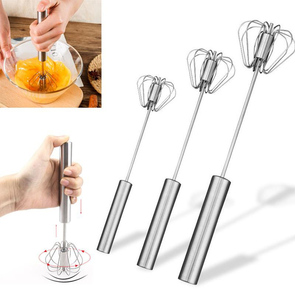 Kitchen Accessories Mixer Egg Beater Manual Self Turning Stainless