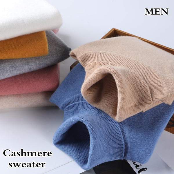 Men s Fashion Cashmere Wool Solid Autumn and Winter Men s Warm Turtleneck Knit Loose Long Sleeve Sweater Casual Comfortable Pullover Thick Sweater