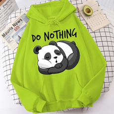 panda hoodie, outdoorpullover, Sleeve, letter print