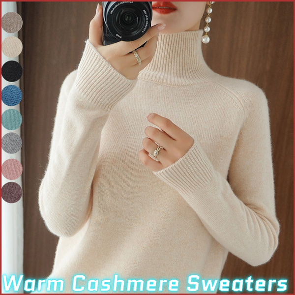 Wool Pure Cashmere Sweater Women Knitted Sweater Long Sleeve Half Turtleneck  Sweaters Pull Femme Pullover Tops | Wish