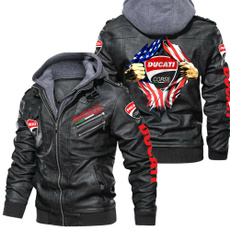 motorcyclejacket, hooded, Coat, leatherjacketformen