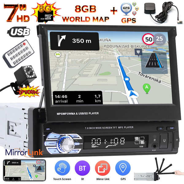 NEW Upgrade [With GPS] 1Din GPS Autoradio 7 HD Retractable Touch