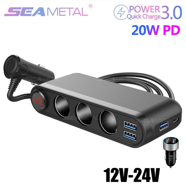 Car USB Socket Charger 12V Car Splitter Adapter Power Plug 3 Way Car