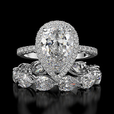 White Gold, diamondband, Engagement Wedding Ring Set, Jewelry