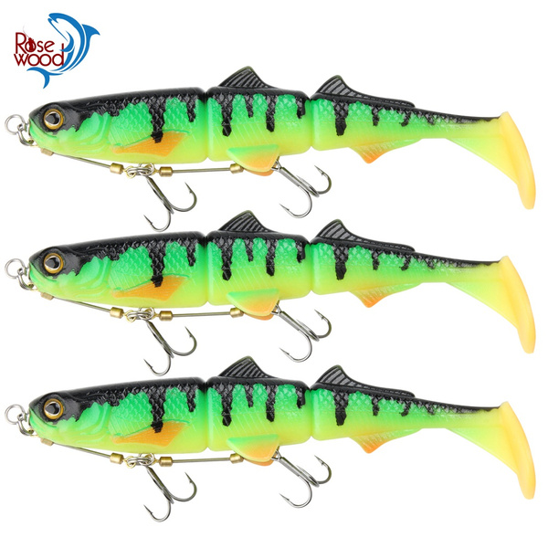 RoseWood Pike Stinger Rig Double Hooks With 3-Jointed Soft Plastic ...