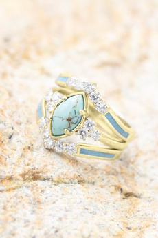 Turquoise, DIAMOND, wedding ring, gold
