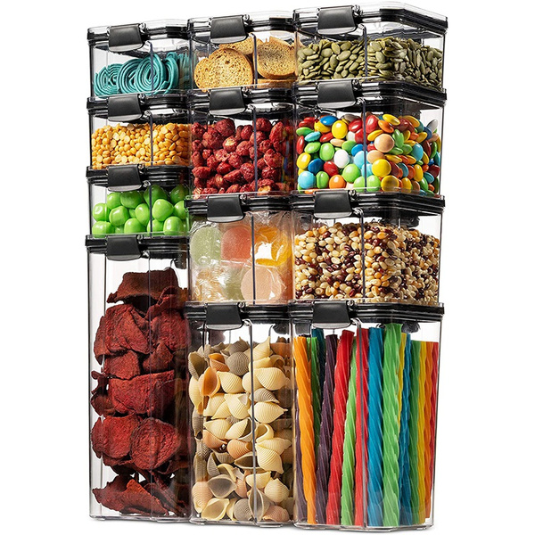 30 Pack Airtight Food Storage Container Set, Pantry Kitchen Organization and Storage, BPA Free Clear Plastic Storage Containers with Lids for Pantry