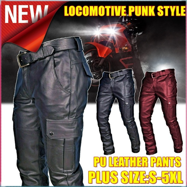 Mens Biker PU Leather Pants, Punk 80s 90s Vintage Motorcycle Pants, Rock &  Roll Faux Leather Pants Retro Riding Pant - Walmart.com
