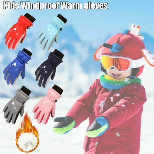 Kids Ski Snow Gloves Winter Cold Weather Windproof Waterproof Warm