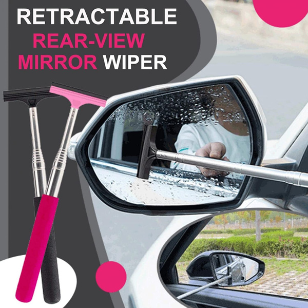 Retractable RearView Mirror Wiper,Extendable Car Rearview Mirror Scraper Decontamination Water