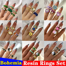 bohemia, Heart, crystal ring, Colorful