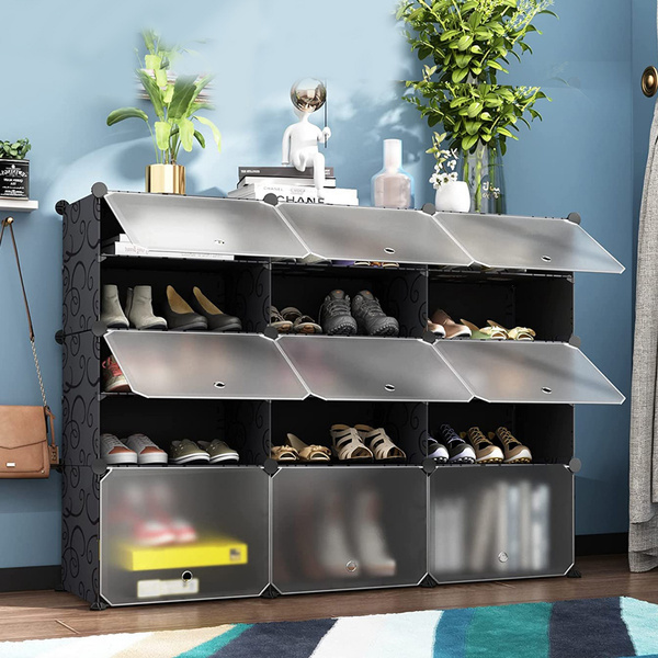 36Cube DIY Shoe Rack, Portable Shoe Storage Organizer with Doors