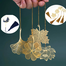 Brass, metalbookmark, leafveinbookmark, leaf