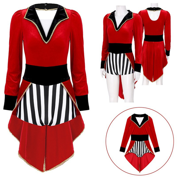 Womens Circus Ringmaster Costume Red Showman Tailcoat Outfit | Wish