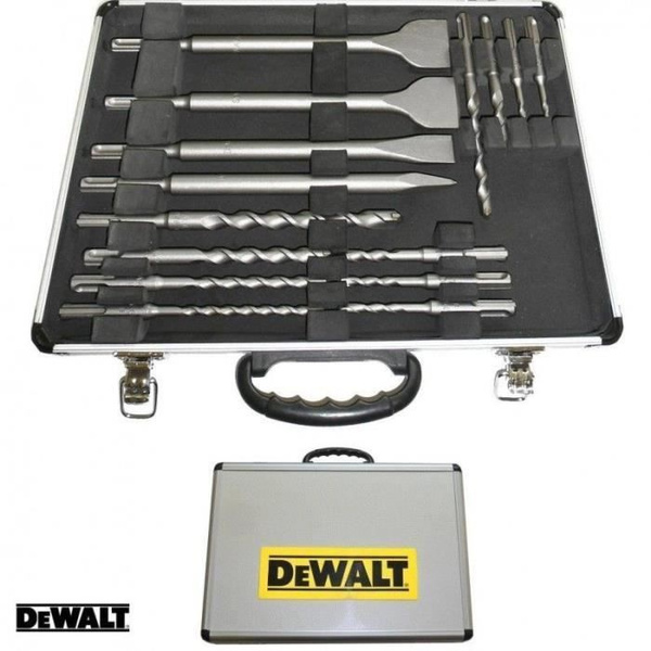 DeWalt DT9679 (beitel en boorset 15-delig SDS-plus, 4 x platte beitel, 1 x puntbeitel, 10 x SDS plus high-performance boor, incl. aluminium koffer